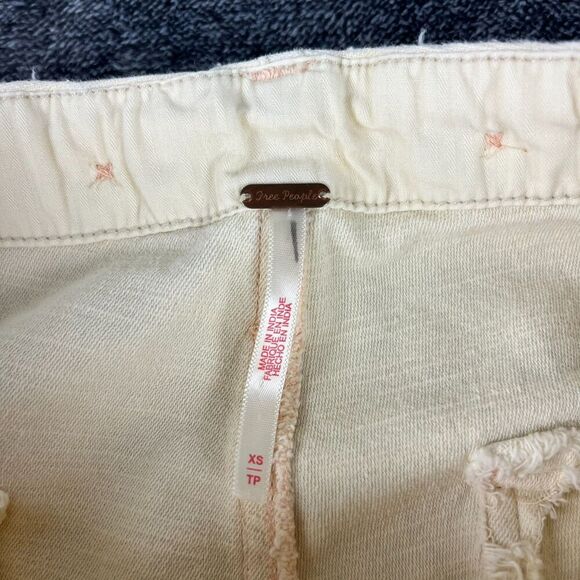 Free People Cargo Distressed Platoon Jogger Pants Pockets XS Button Fly Beige - Picture 7 of 15